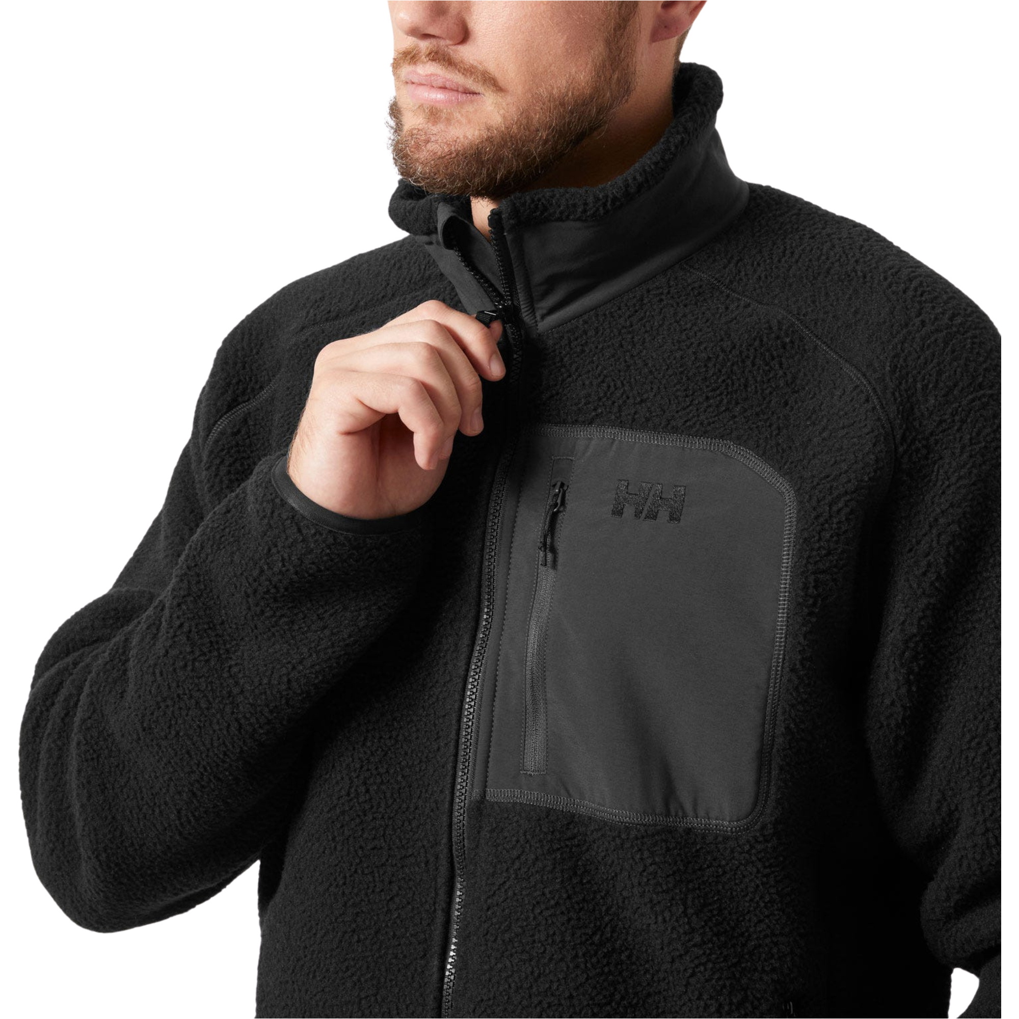 2025 Helly Hansen Hombres Panorama Pile Fleece Block Jacket 49460 - Black